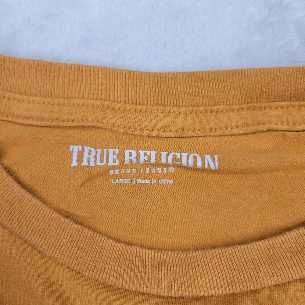 True Religion Shirt‎ Men Large Crewneck Biker Paisley Orange Brand Jeans Adult